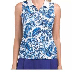 Tommy Bahama Womens Size Small Active Golf Palm Blue White Sleeveless Top NEW